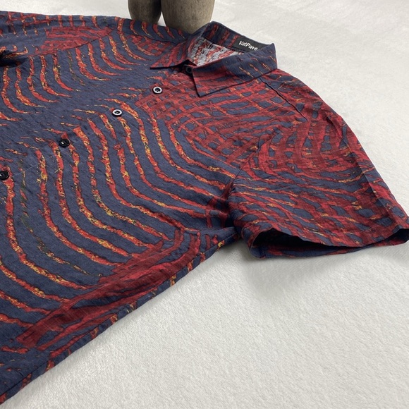 Vatpave Floral/Tropical Cotton/Viscose Short Sleeve Shirt (Red/Blue/Yellow) - Picture 3 of 15